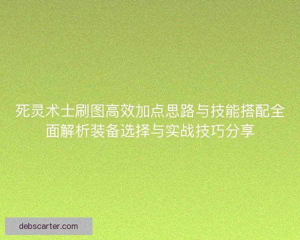 死灵术士刷图高效加点思路与技能搭配全面解析装备选择与实战技巧分享